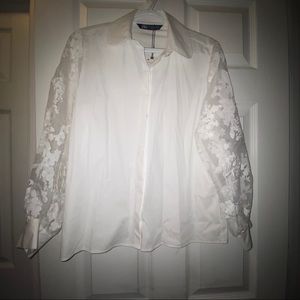 Zara sheer sleeve button up